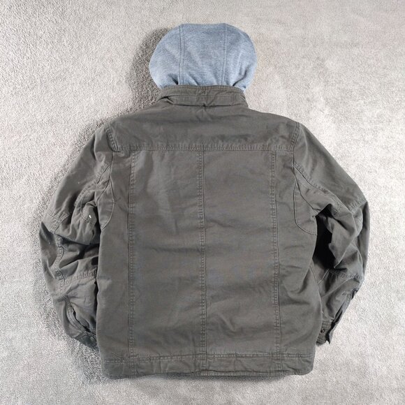 Levi’s Sherpa Lined Hooded Military Jacket Mens M Olive Green Workwear Winter - Picture 2 of 13